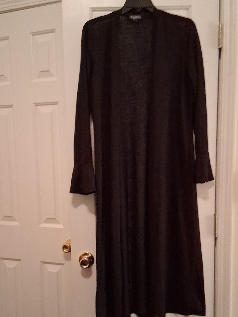 Essentials Black Long Sleeve Open-Front Dress Cardigan